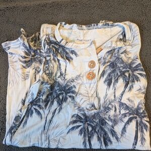 Posh Peanut Kids Palm Tree Shirt - Blue and White
